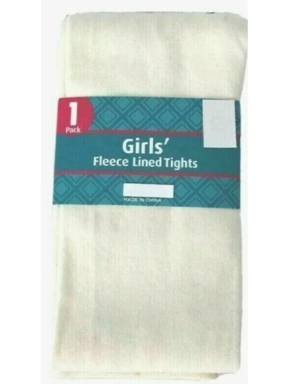 Girls Fleece Lined Tights 1 LRG 8-10 Off-White Ivory Stretch Soft Easter Spring